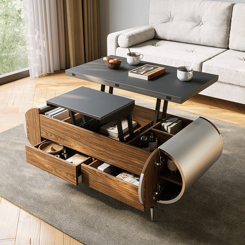 Curved Lift-Top Coffee Table with Storage