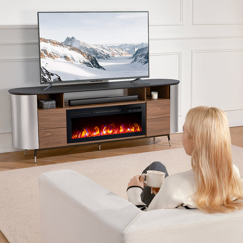 76.8" TV Stand with 36" Electric Fireplace