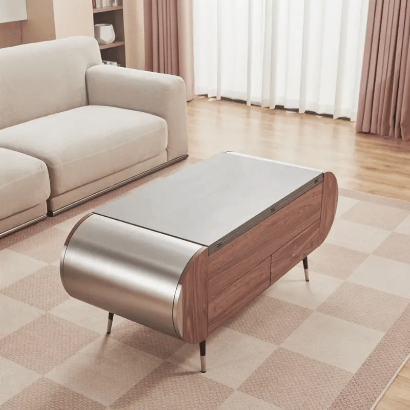 Curved Lift-Top Coffee Table with Storage
