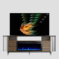 Aliving 76.8" Curved TV Stand with 36" Electric Fireplace