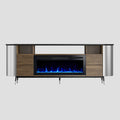 Aliving 76.8" Curved TV Stand with 36" Electric Fireplace